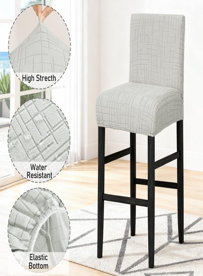 JIUZHEN أغطية كراسي بار جيوتشن، 4 قطع، قابلة للتمدد، غطاء كرسي مرتفع مع مساند ظهر، غطاء مخملي قابل للغسل، مناسب للمطاعم والحانات، غطاء كرسي بار قابل للإزالة، مقاوم للماء، رمادي فاتح - Image 3